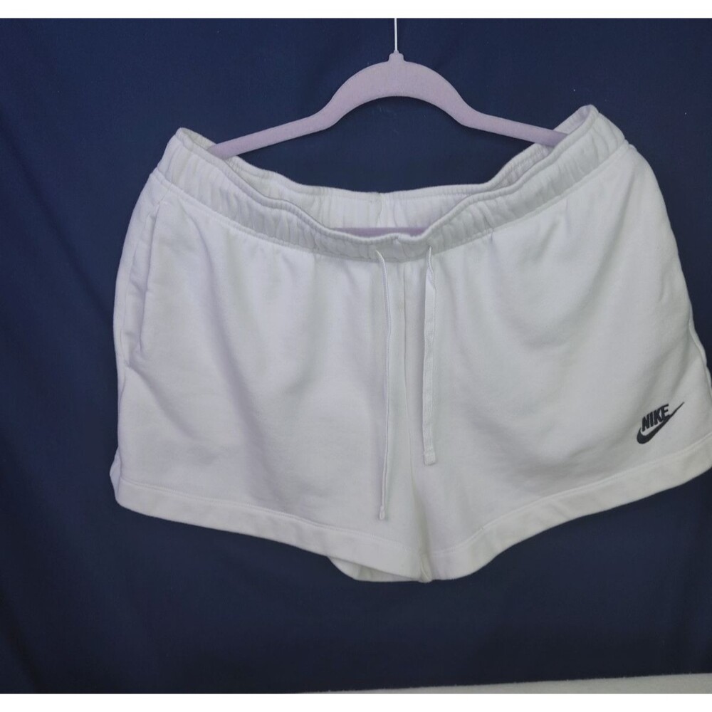 Nike Mens Sportswear Fleece White Mid Rise Athletic Shorts Sz Large L w Pockets